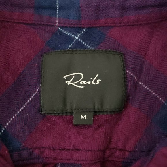 Rails Hunter Shirt Merlot Navy Plaid Flannel Rayon Long Sleeve Womens Medium - Picture 5 of 9